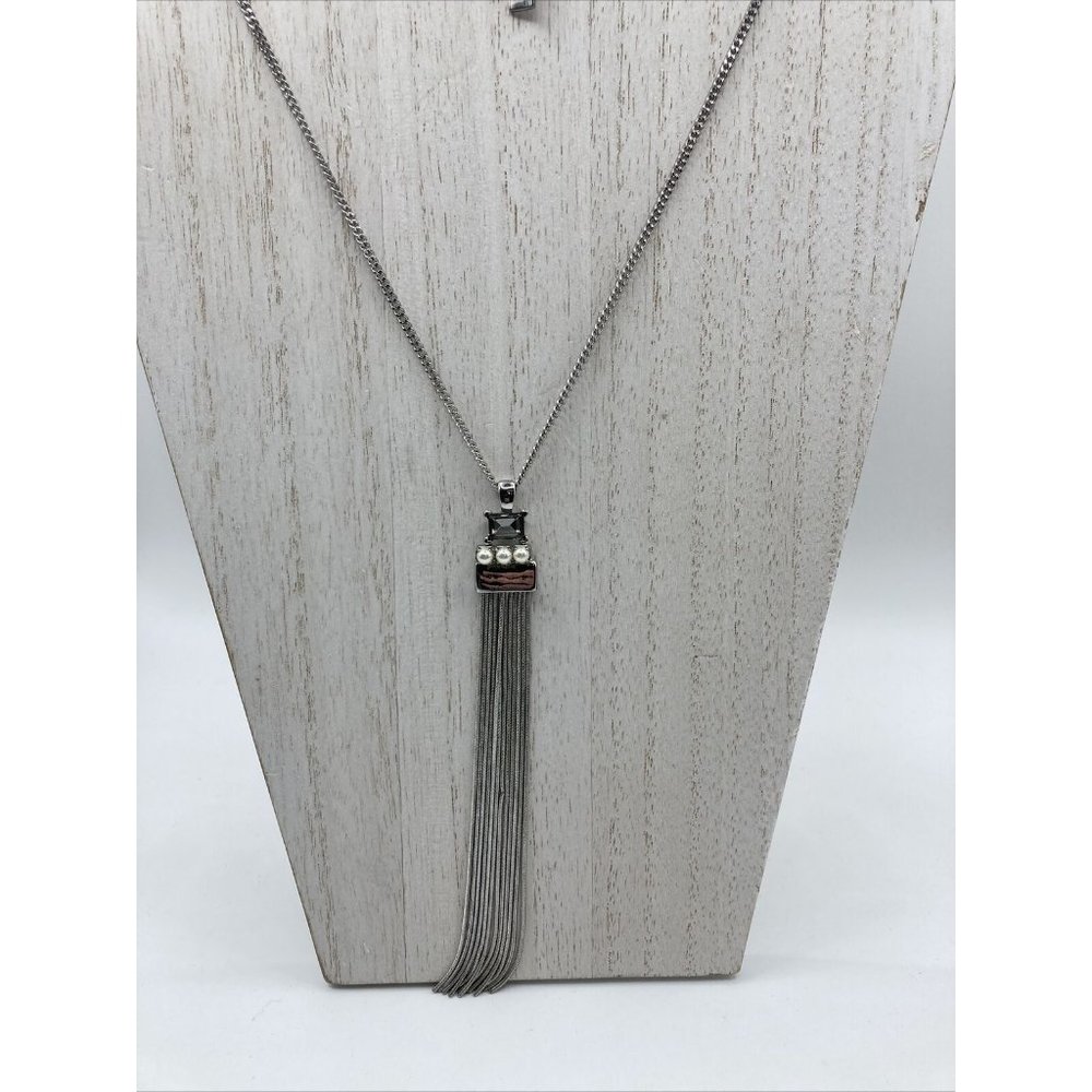 The Limited Polished Silver Long Chain ‎ Necklace w Tassel